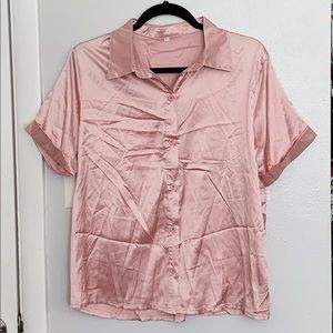 Pink Shein silk top